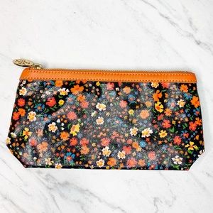 Tory Burch orange floral cosmetic case